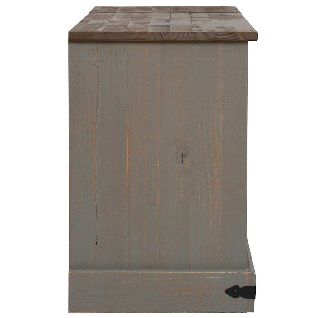 Dulap TV HALDEN 2 usi glisante gri 150x40x60 cm lemn masiv GartenMobel Dekor
