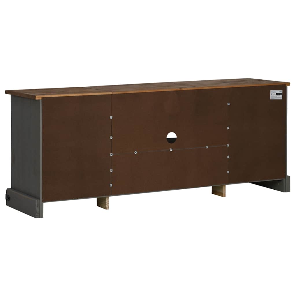 Dulap TV HALDEN 2 usi glisante gri 150x40x60 cm lemn masiv GartenMobel Dekor
