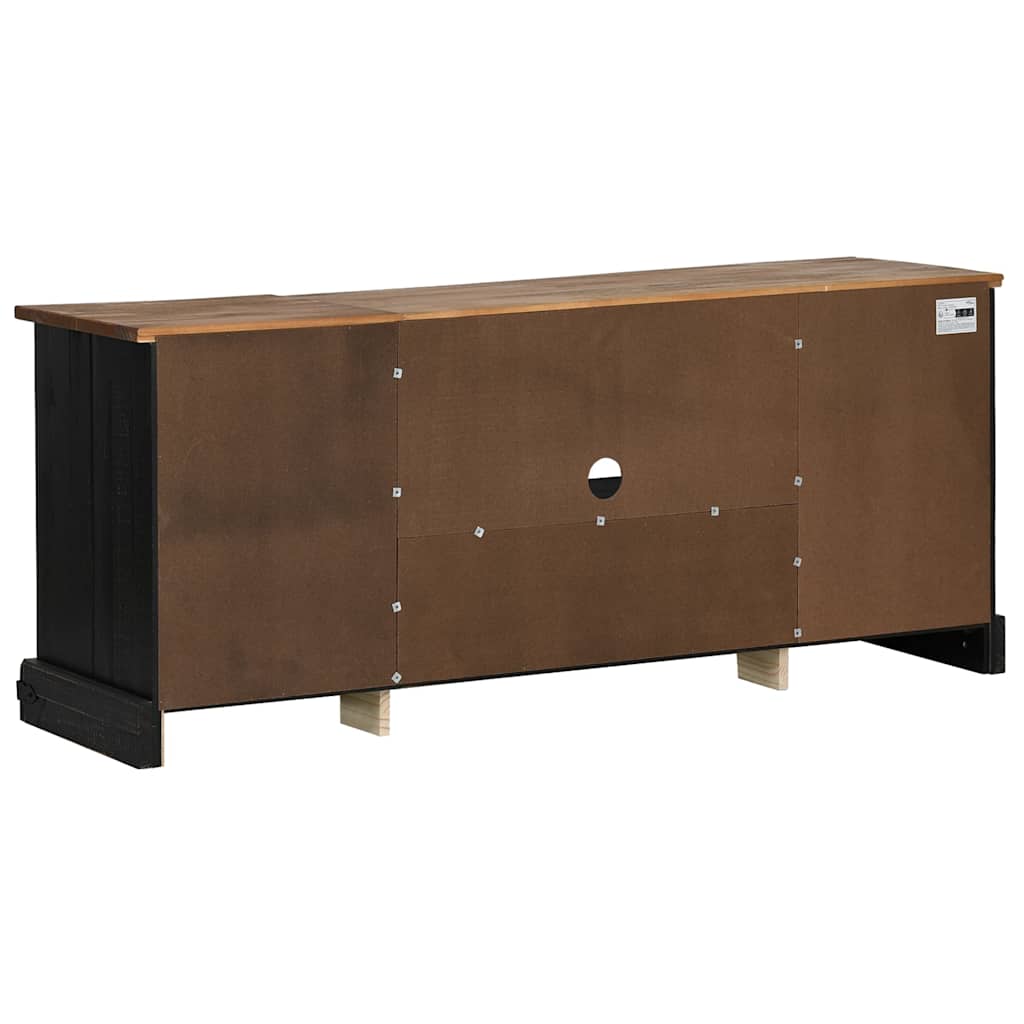 Dulap TV HALDEN 2 usi glisante negru 150x40x60 cm lemn masiv GartenMobel Dekor