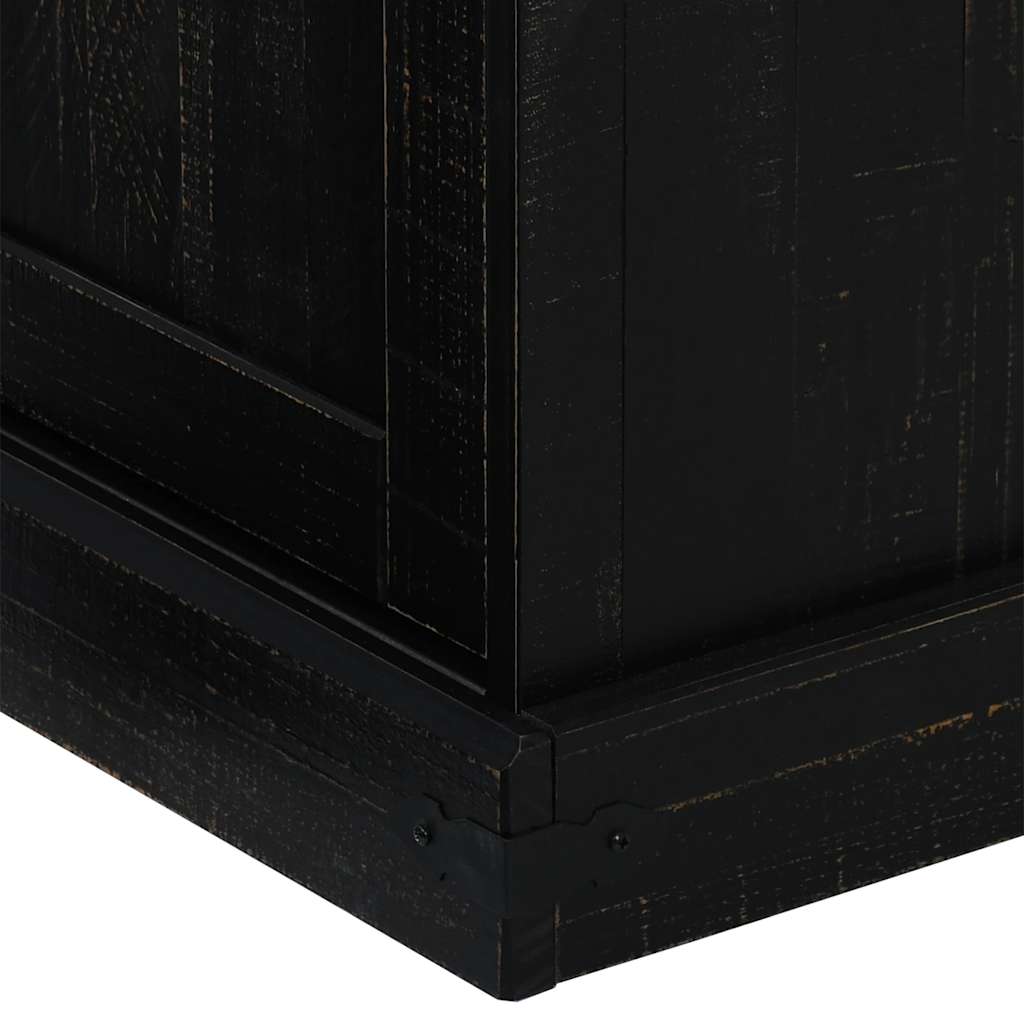Dulap TV HALDEN 2 usi glisante negru 150x40x60 cm lemn masiv GartenMobel Dekor