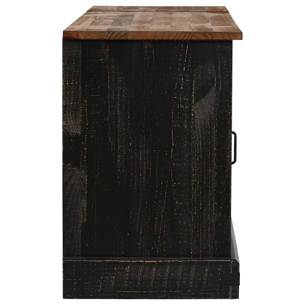 Dulap TV HALDEN 2 usi glisante negru 150x40x60 cm lemn masiv GartenMobel Dekor