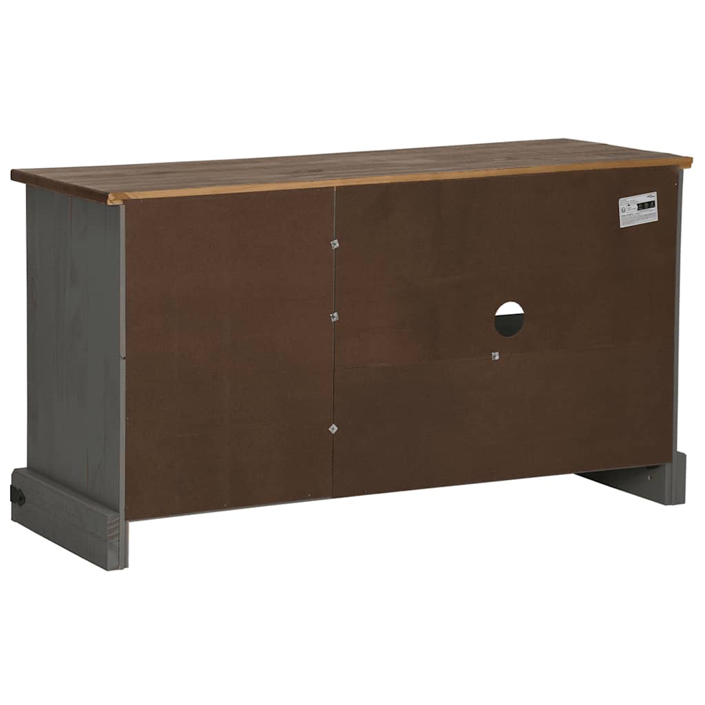 Dulap TV HALDEN cu uşă glisantă gri 110x40x60 cm lemn masiv GartenMobel Dekor