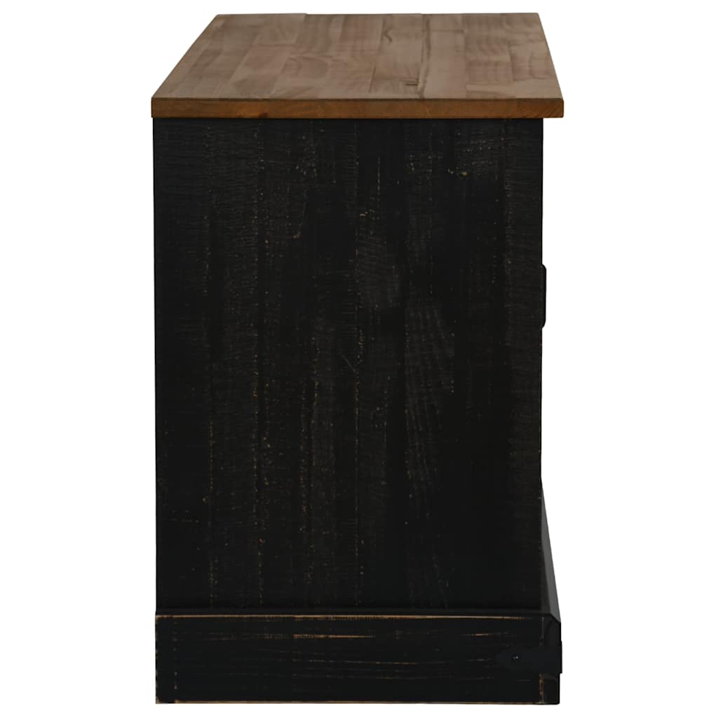 Dulap TV HALDEN cu uşă glisantă negru 110x40x60 cm lemn masiv GartenMobel Dekor