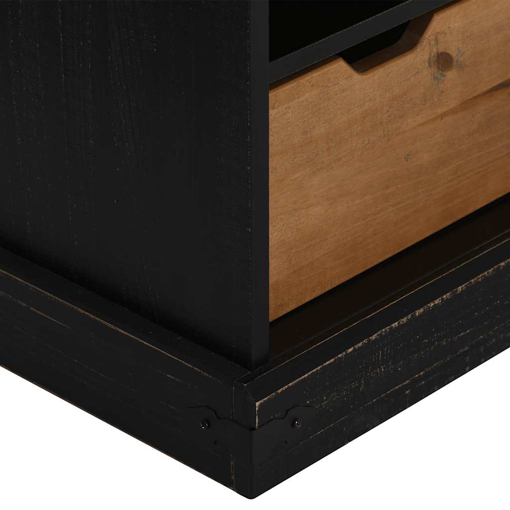 Dulap TV HALDEN cu uşă glisantă negru 110x40x60 cm lemn masiv GartenMobel Dekor