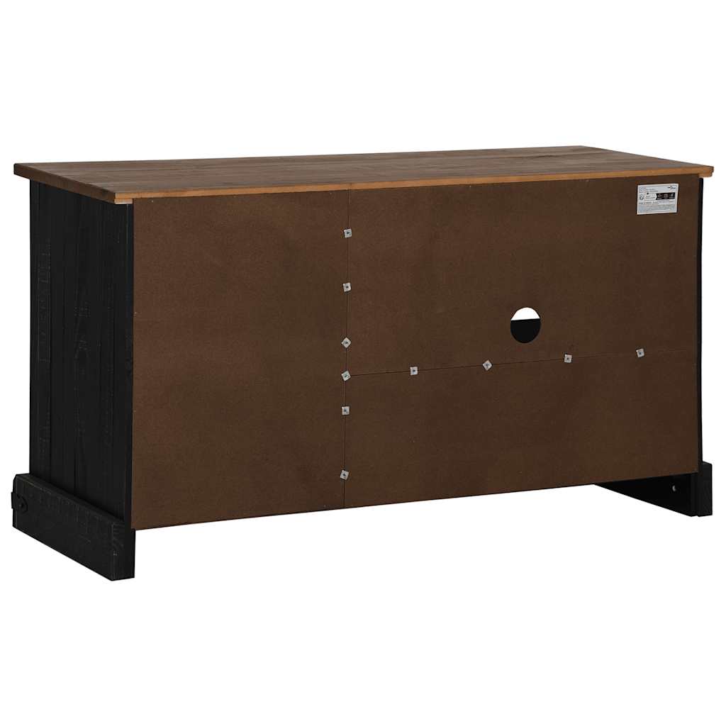 Dulap TV HALDEN cu uşă glisantă negru 110x40x60 cm lemn masiv GartenMobel Dekor