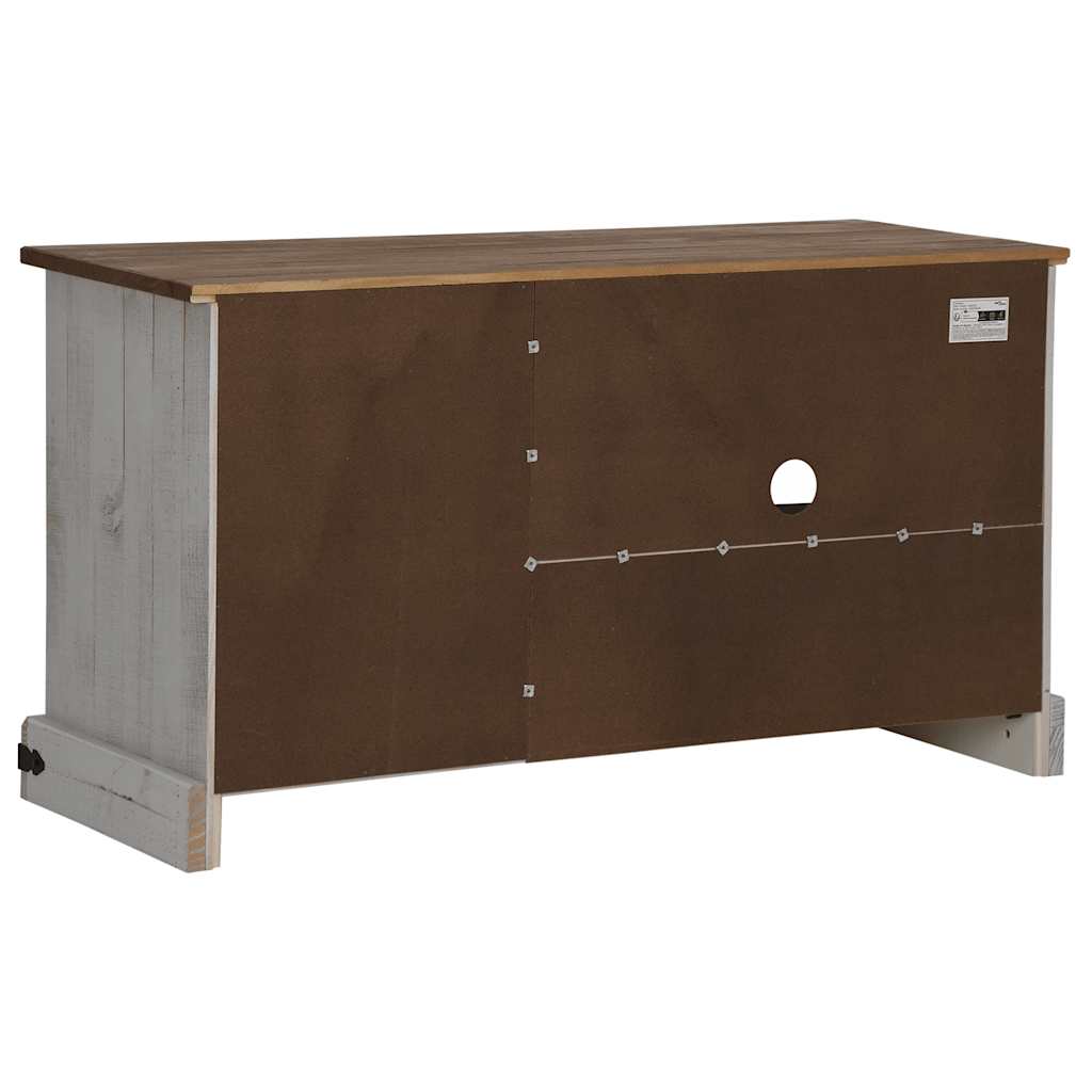 Dulap TV HALDEN cu ușă glisantă alb 110x40x60 cm lemn masiv GartenMobel Dekor