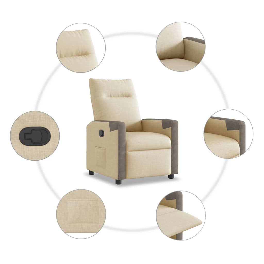 Fotoliu rabatabil, crem, material textil GartenMobel Dekor
