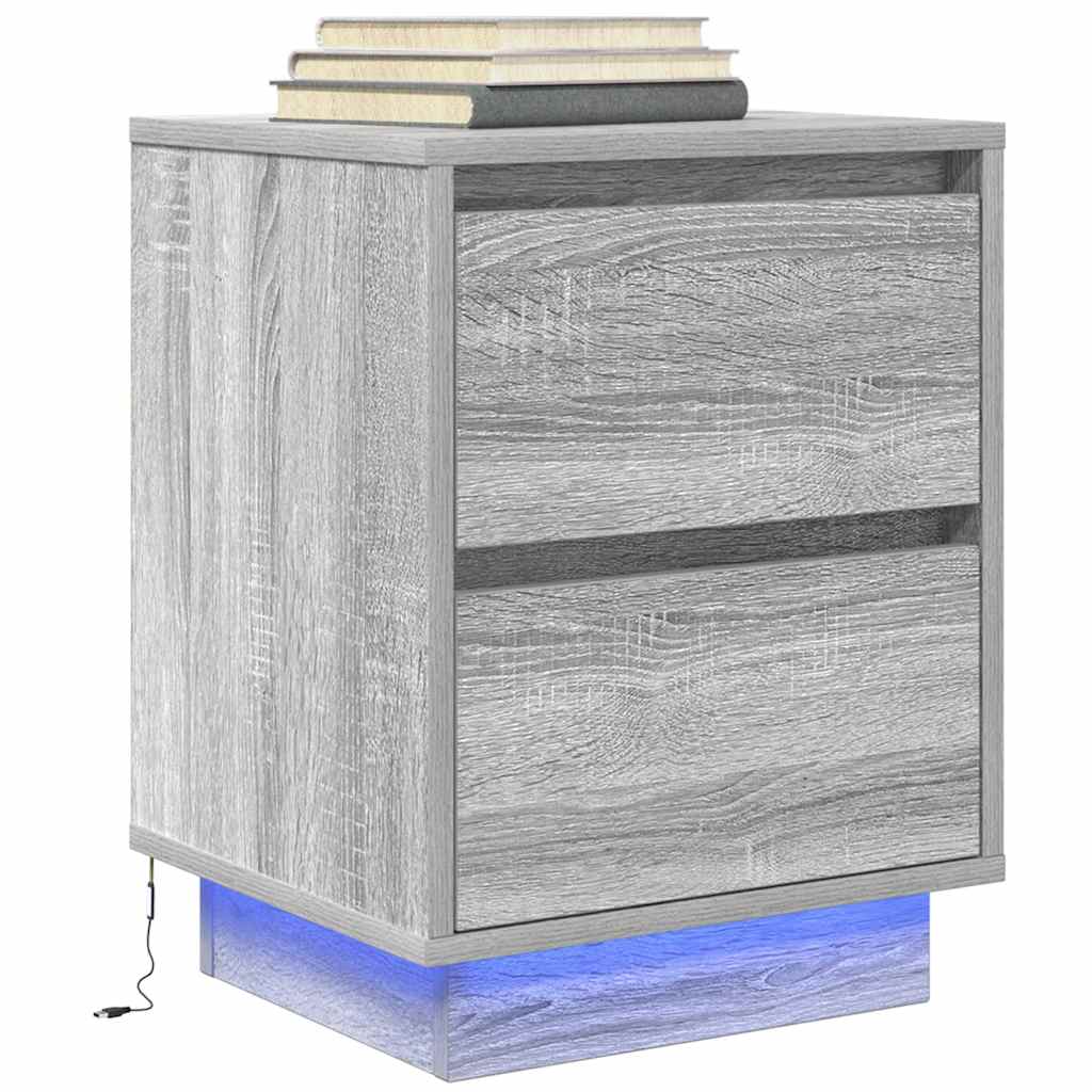 Noptiera cu lumini LED Gri Sonoma 38x34x50 cm GartenMobel Dekor