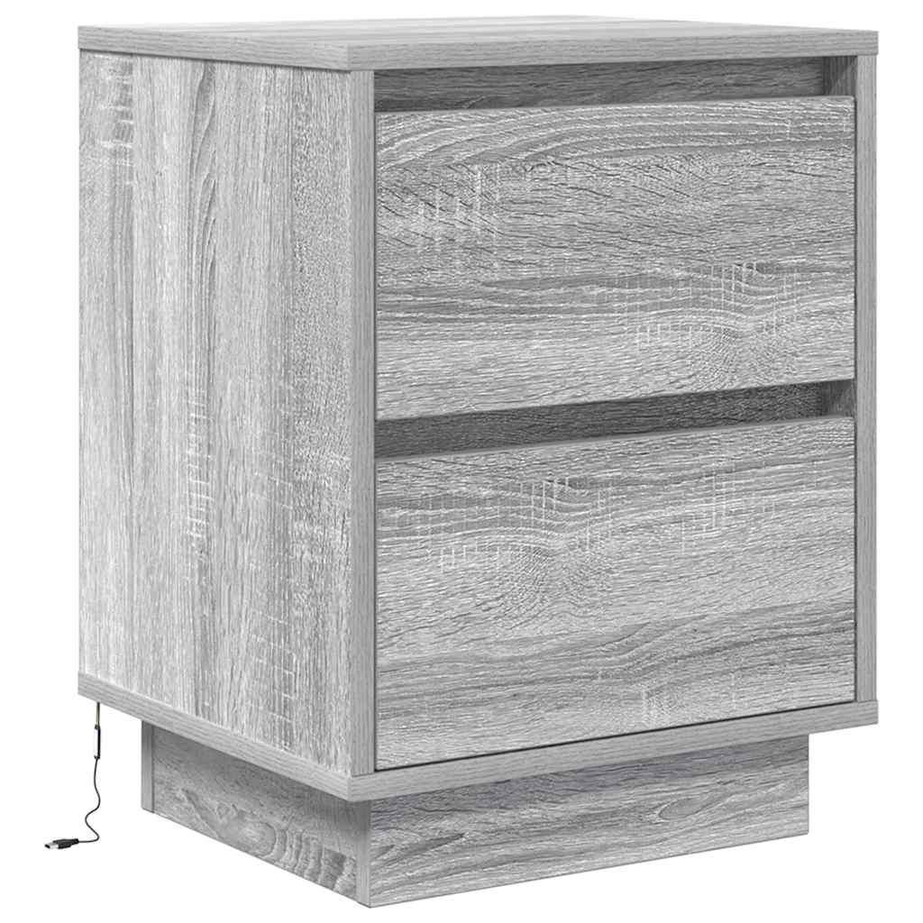 Noptiera cu lumini LED Gri Sonoma 38x34x50 cm GartenMobel Dekor