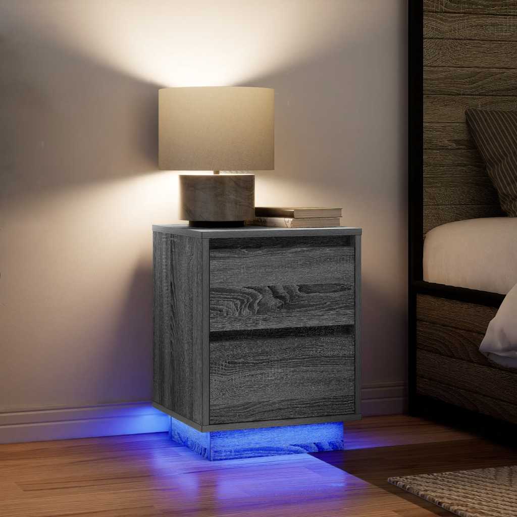 Noptiera cu lumini LED Gri Sonoma 38x34x50 cm GartenMobel Dekor
