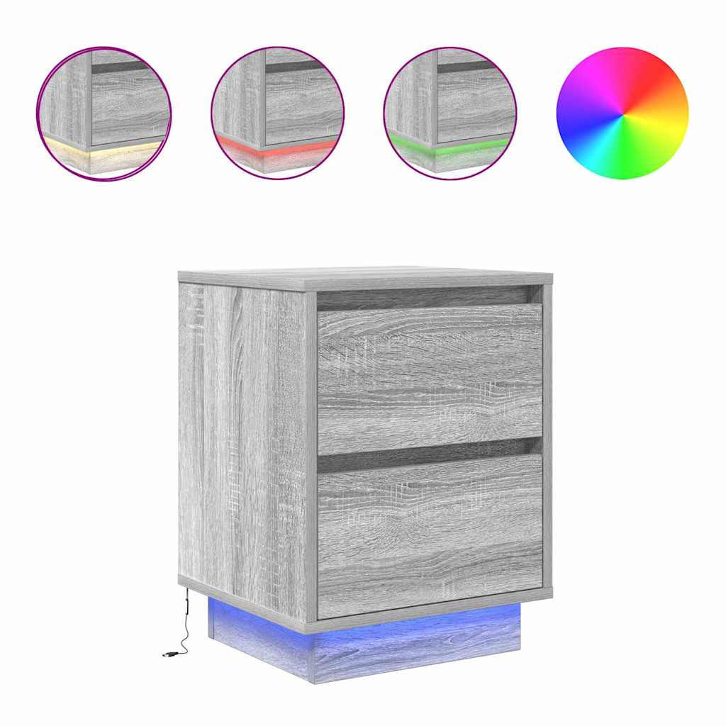 Noptiera cu lumini LED Gri Sonoma 38x34x50 cm GartenMobel Dekor