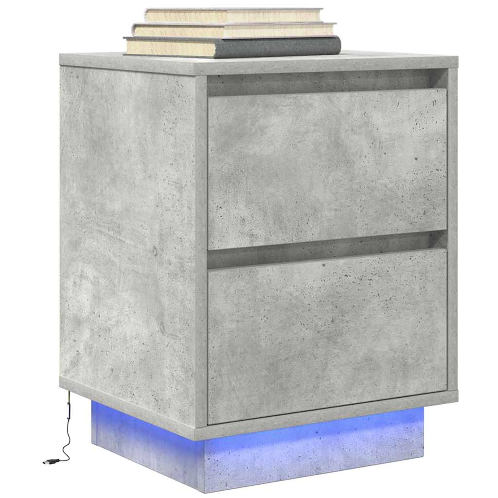 Noptiera cu lumini LED Gri beton 38x34x50 cm GartenMobel Dekor