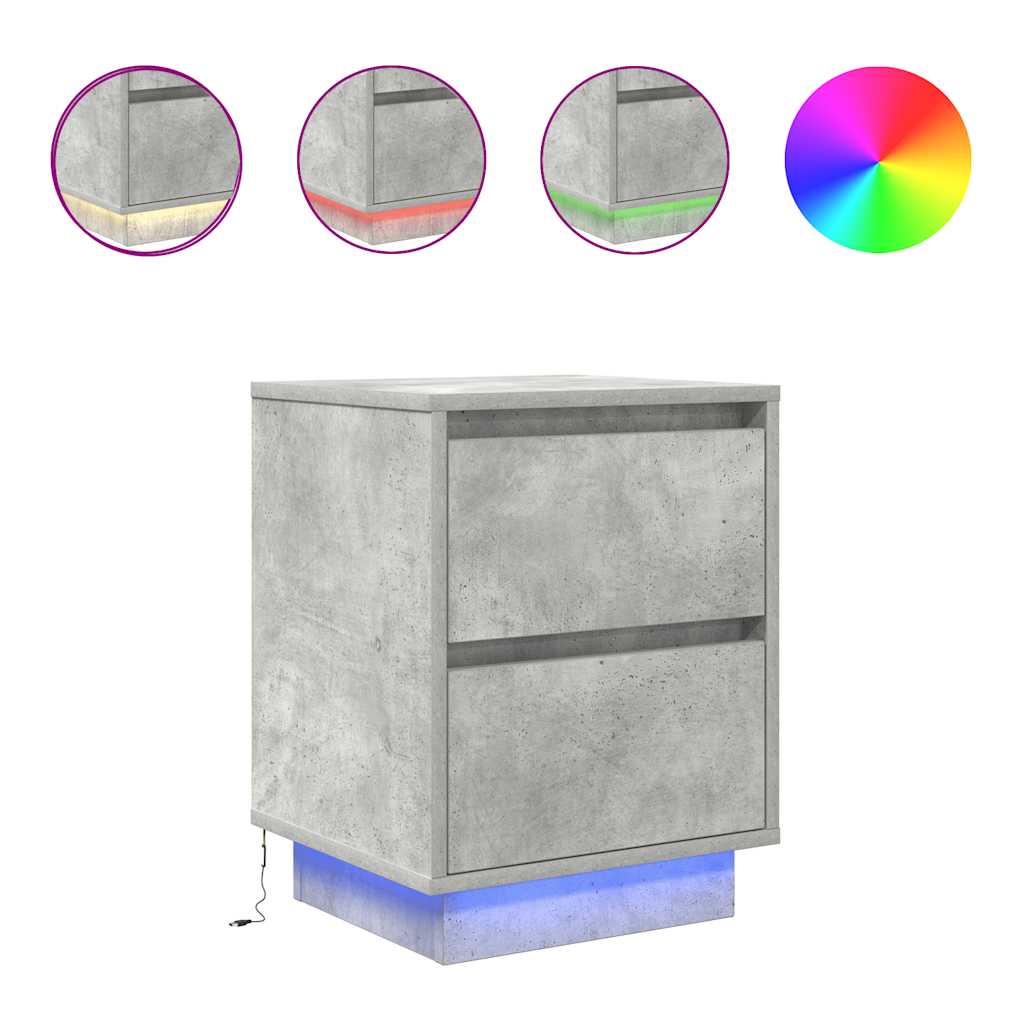 Noptiera cu lumini LED Gri beton 38x34x50 cm GartenMobel Dekor