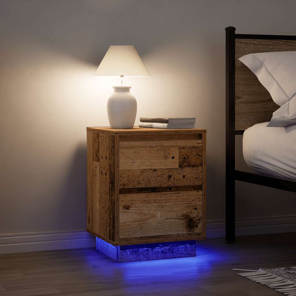 Noptiera cu lumini LED Lemn vechi 38x34x50 cm GartenMobel Dekor