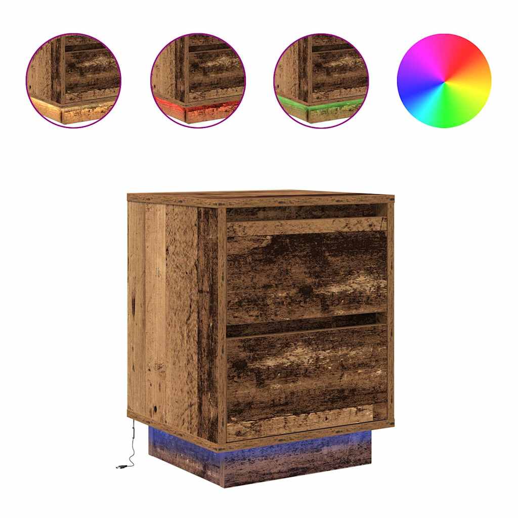 Noptiera cu lumini LED Lemn vechi 38x34x50 cm GartenMobel Dekor