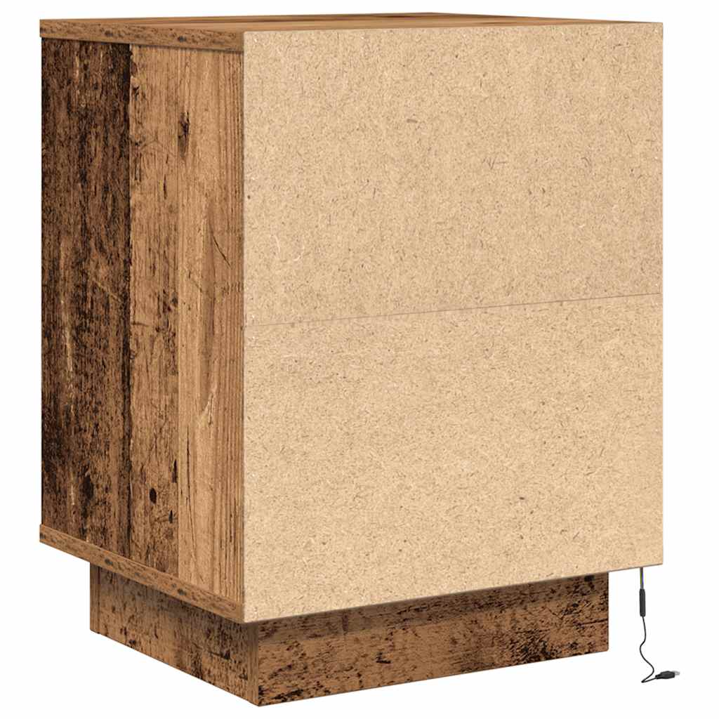 Noptiera cu lumini LED Lemn vechi 38x34x50 cm GartenMobel Dekor