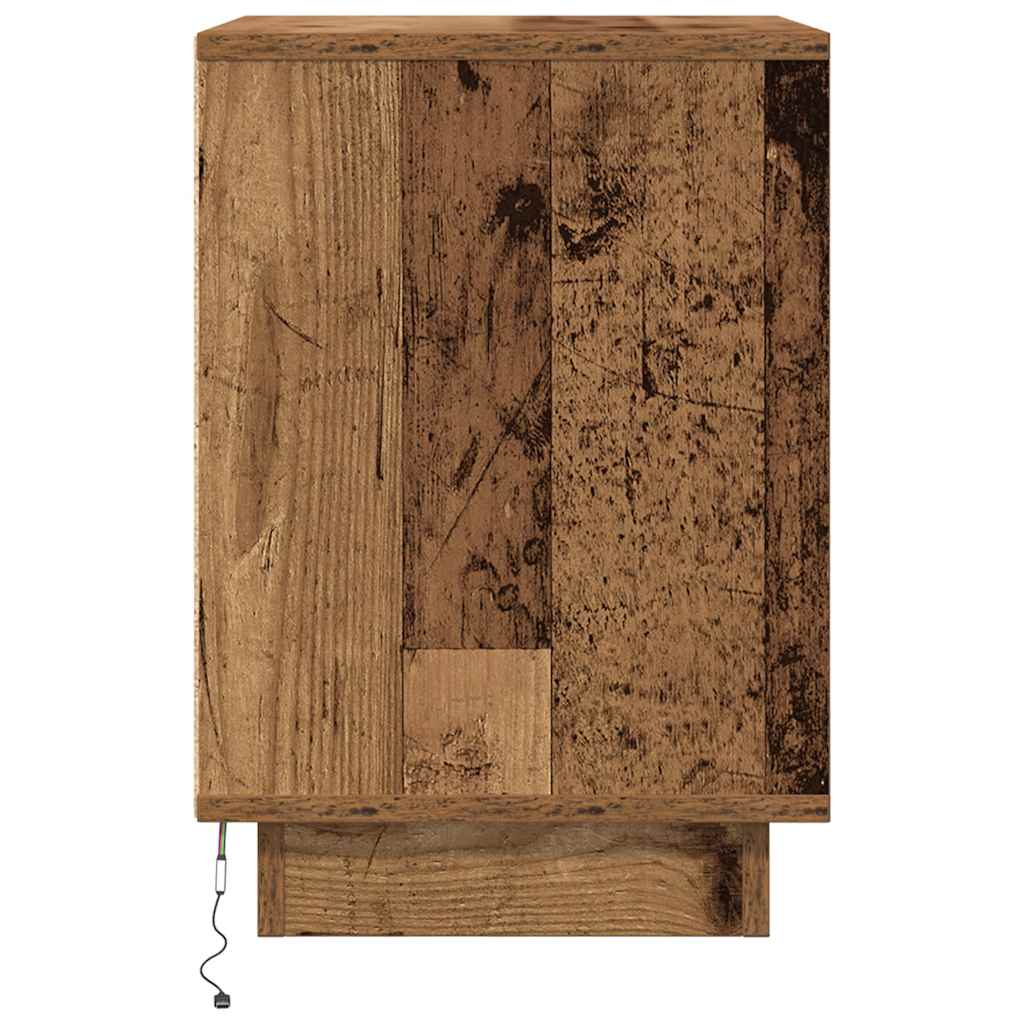 Noptiera cu lumini LED Lemn vechi 38x34x50 cm GartenMobel Dekor