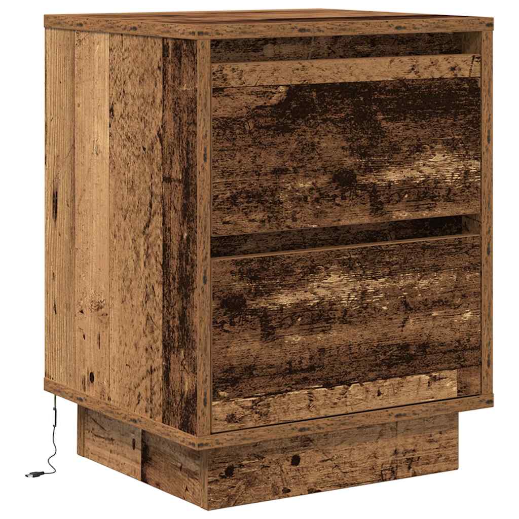 Noptiera cu lumini LED Lemn vechi 38x34x50 cm GartenMobel Dekor