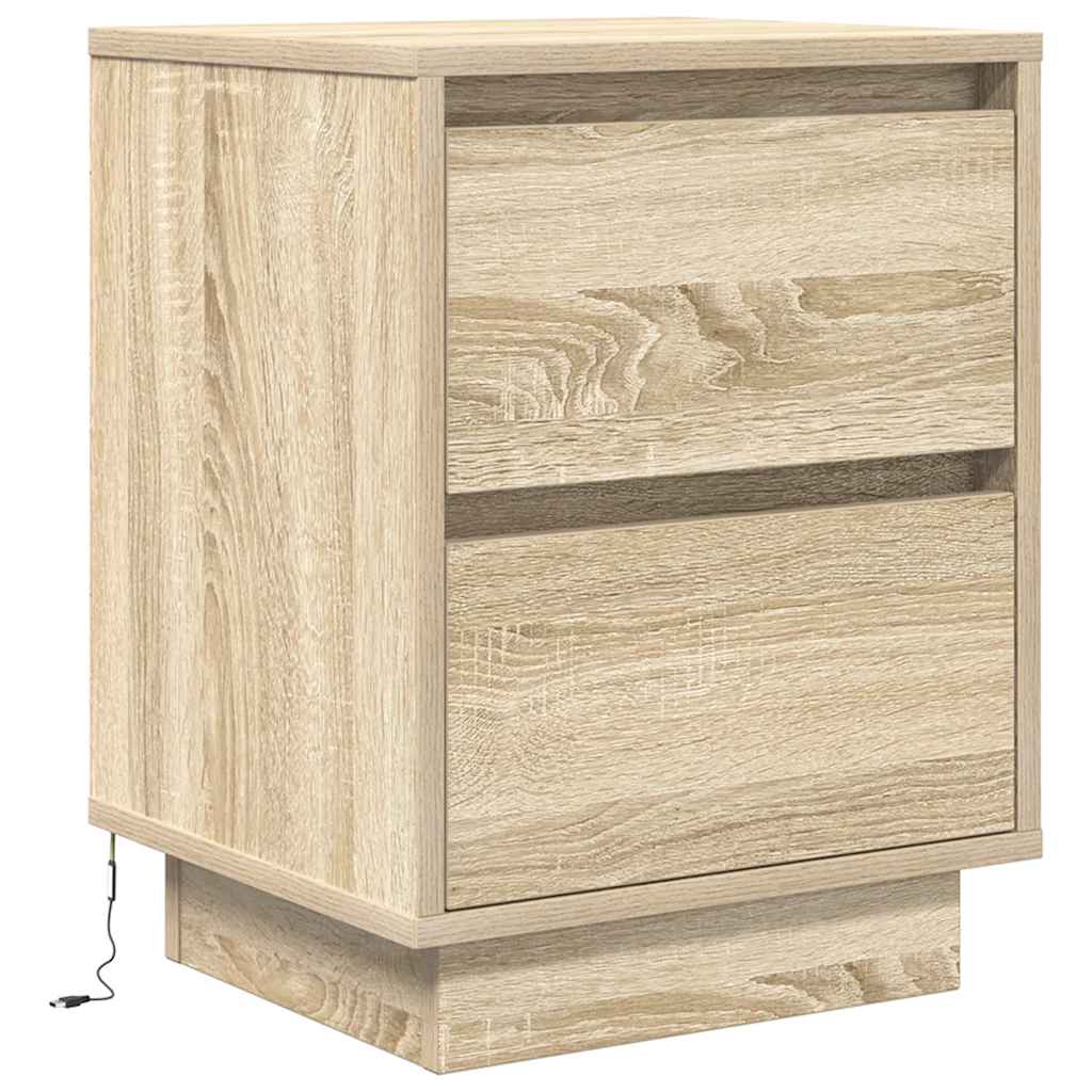 Noptiera cu lumini LED Stejar Sonoma 38x34x50 cm GartenMobel Dekor