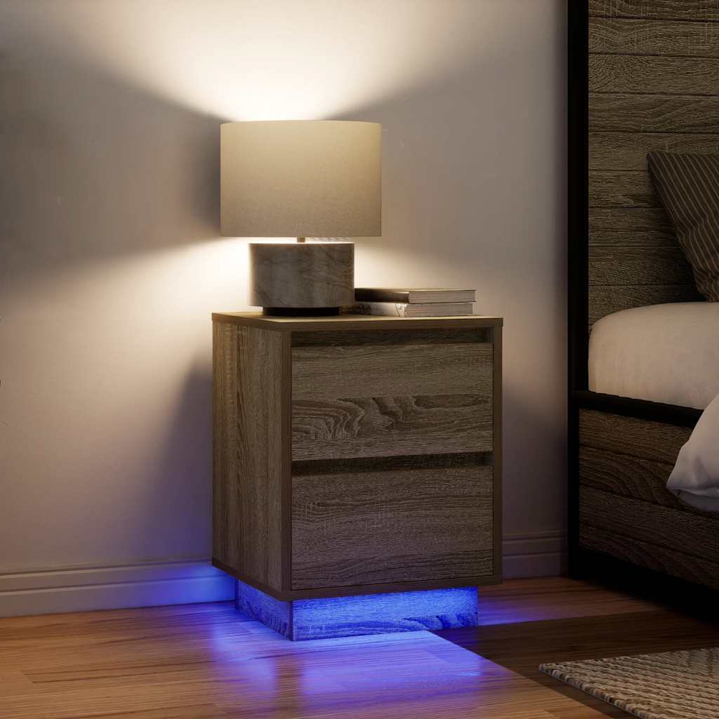 Noptiera cu lumini LED Stejar Sonoma 38x34x50 cm GartenMobel Dekor