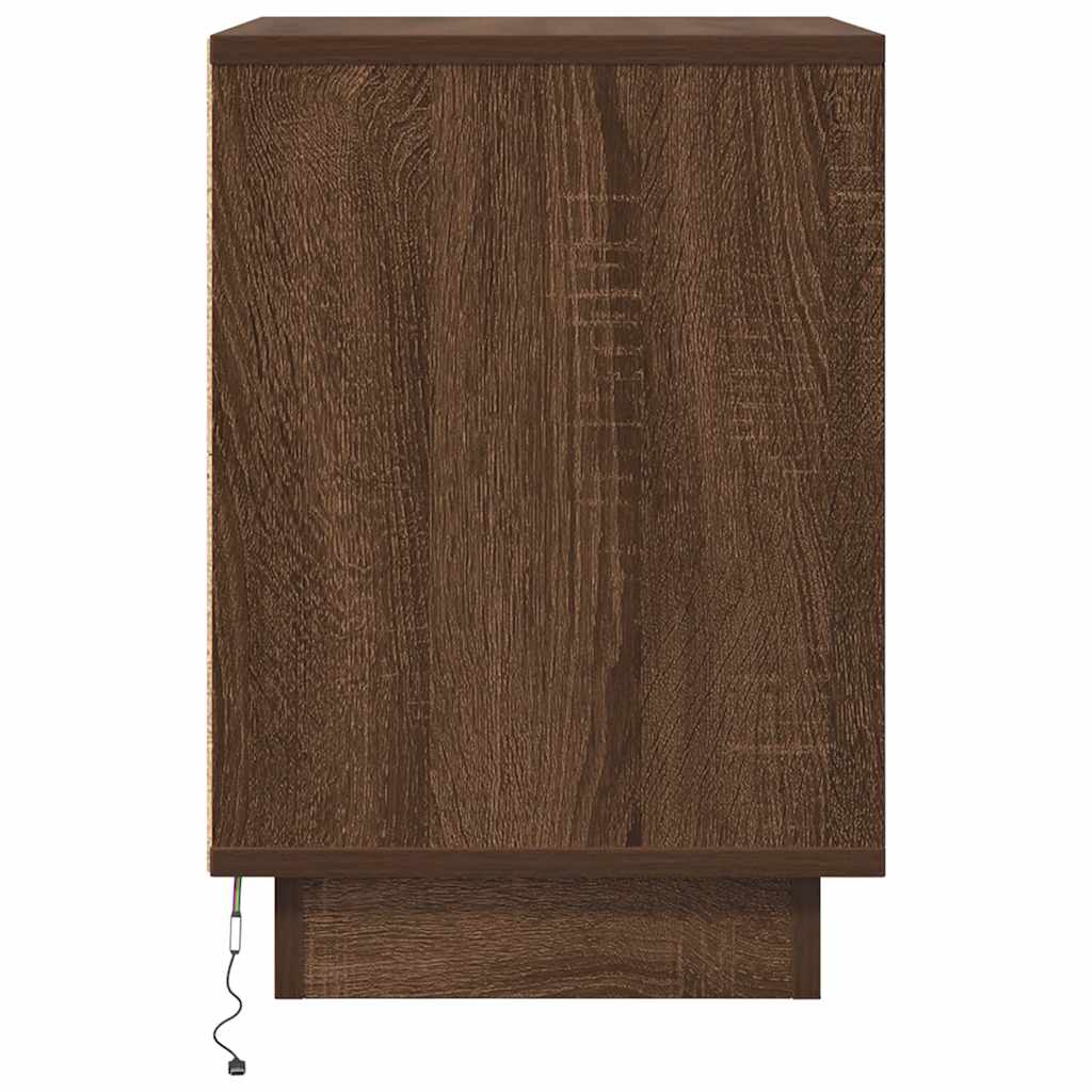 Noptiera cu lumini LED Stejar maro 38x34x50 cm GartenMobel Dekor