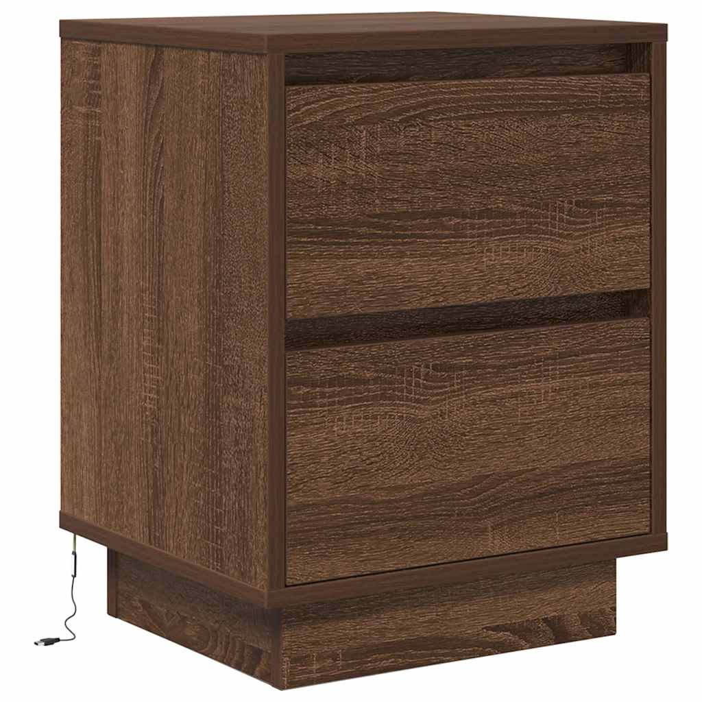 Noptiera cu lumini LED Stejar maro 38x34x50 cm GartenMobel Dekor