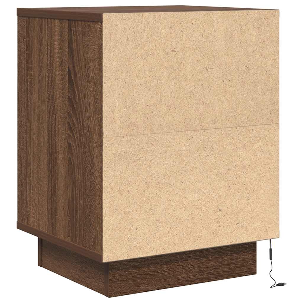 Noptiera cu lumini LED Stejar maro 38x34x50 cm GartenMobel Dekor