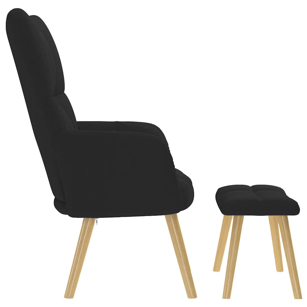 Scaun de relaxare cu taburet, negru, textil GartenMobel Dekor