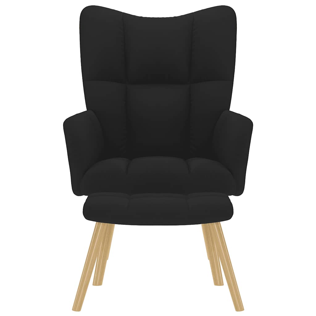 Scaun de relaxare cu taburet, negru, textil GartenMobel Dekor