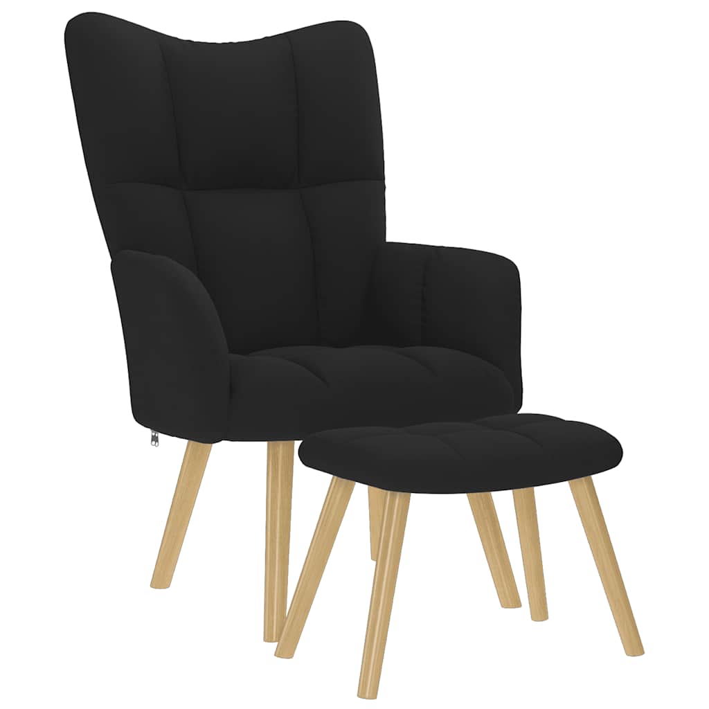 Scaun de relaxare cu taburet, negru, textil GartenMobel Dekor