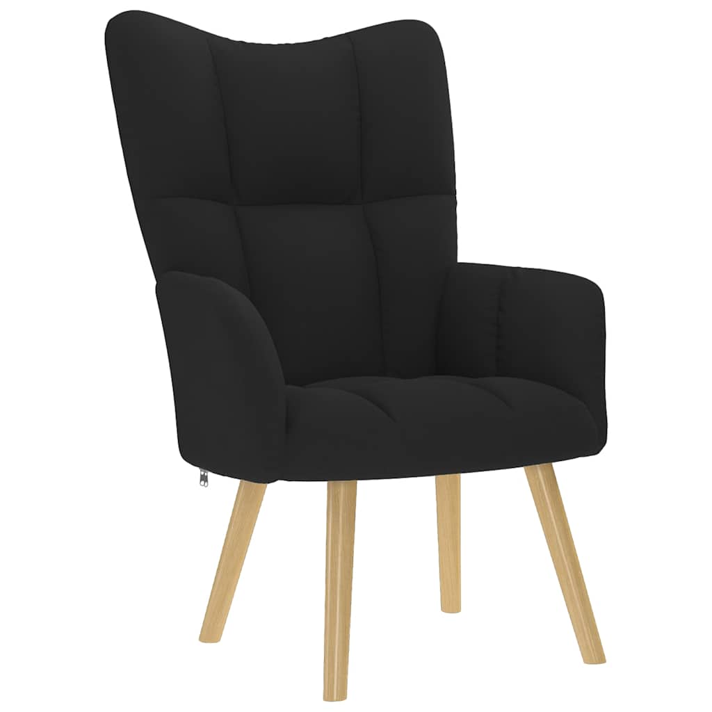 Scaun de relaxare cu taburet, negru, textil GartenMobel Dekor