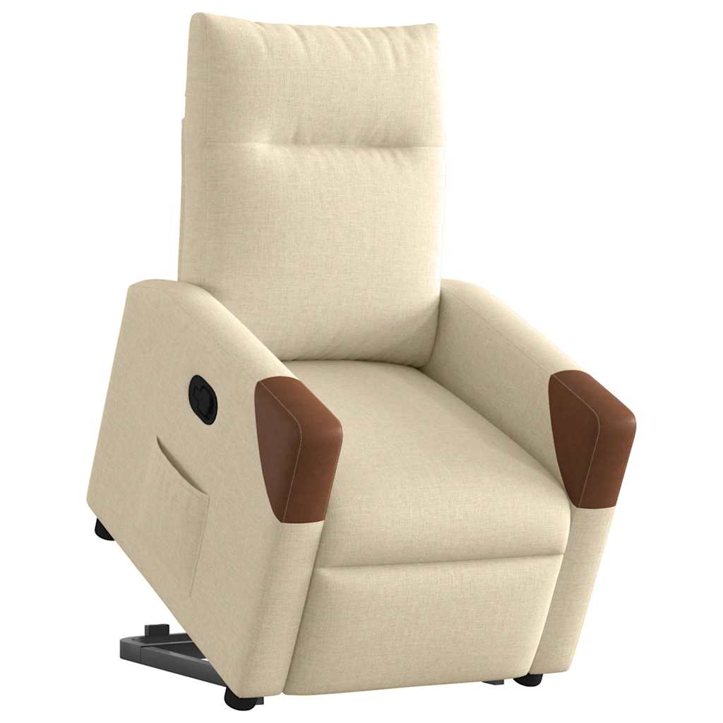 Fotoliu rabatabil cu ridicare pe verticală, crem, textil GartenMobel Dekor