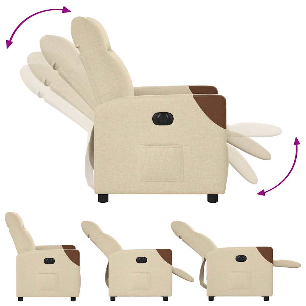 Fotoliu rabatabil electric, crem, material textil GartenMobel Dekor