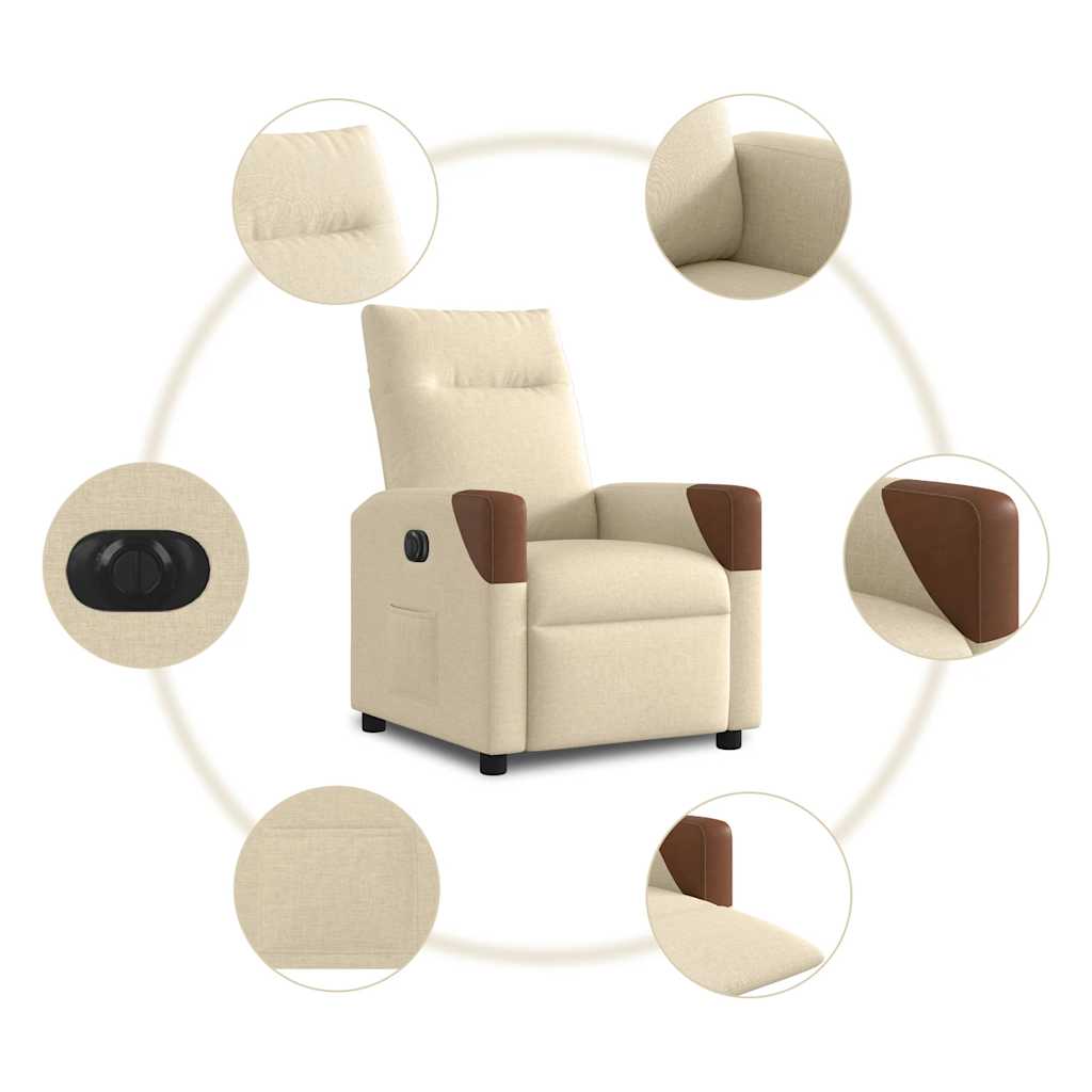 Fotoliu rabatabil electric, crem, material textil GartenMobel Dekor