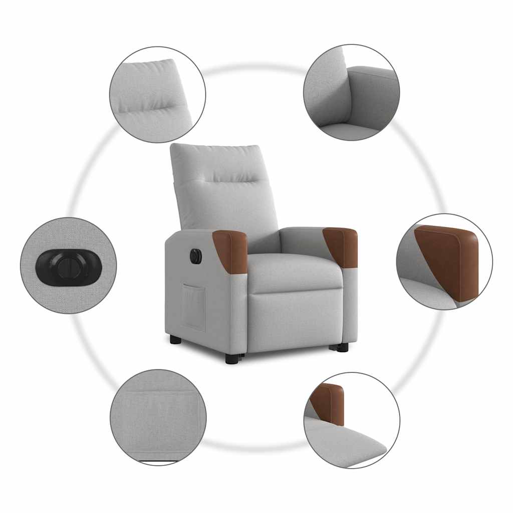 Scaun reclinabil electric, țesătură gri nor GartenMobel Dekor