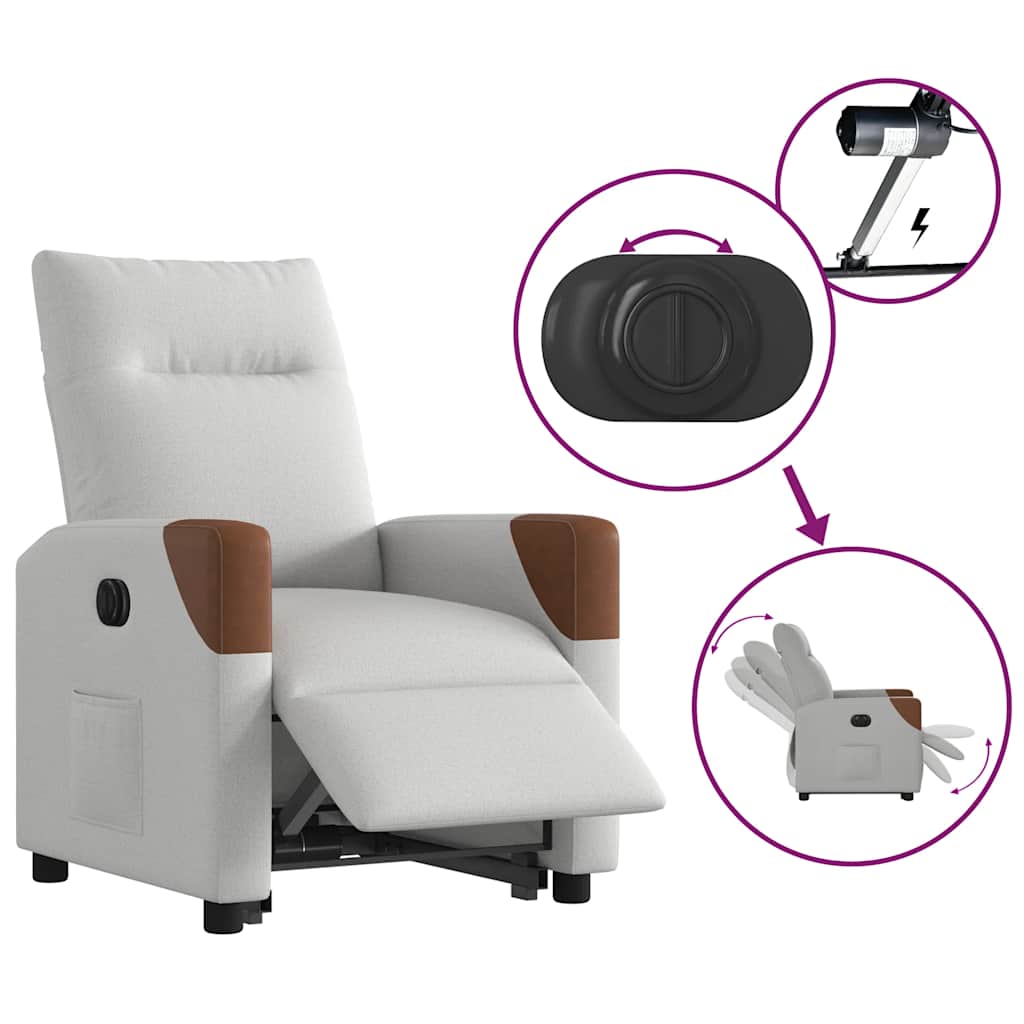 Scaun reclinabil electric, țesătură gri nor GartenMobel Dekor