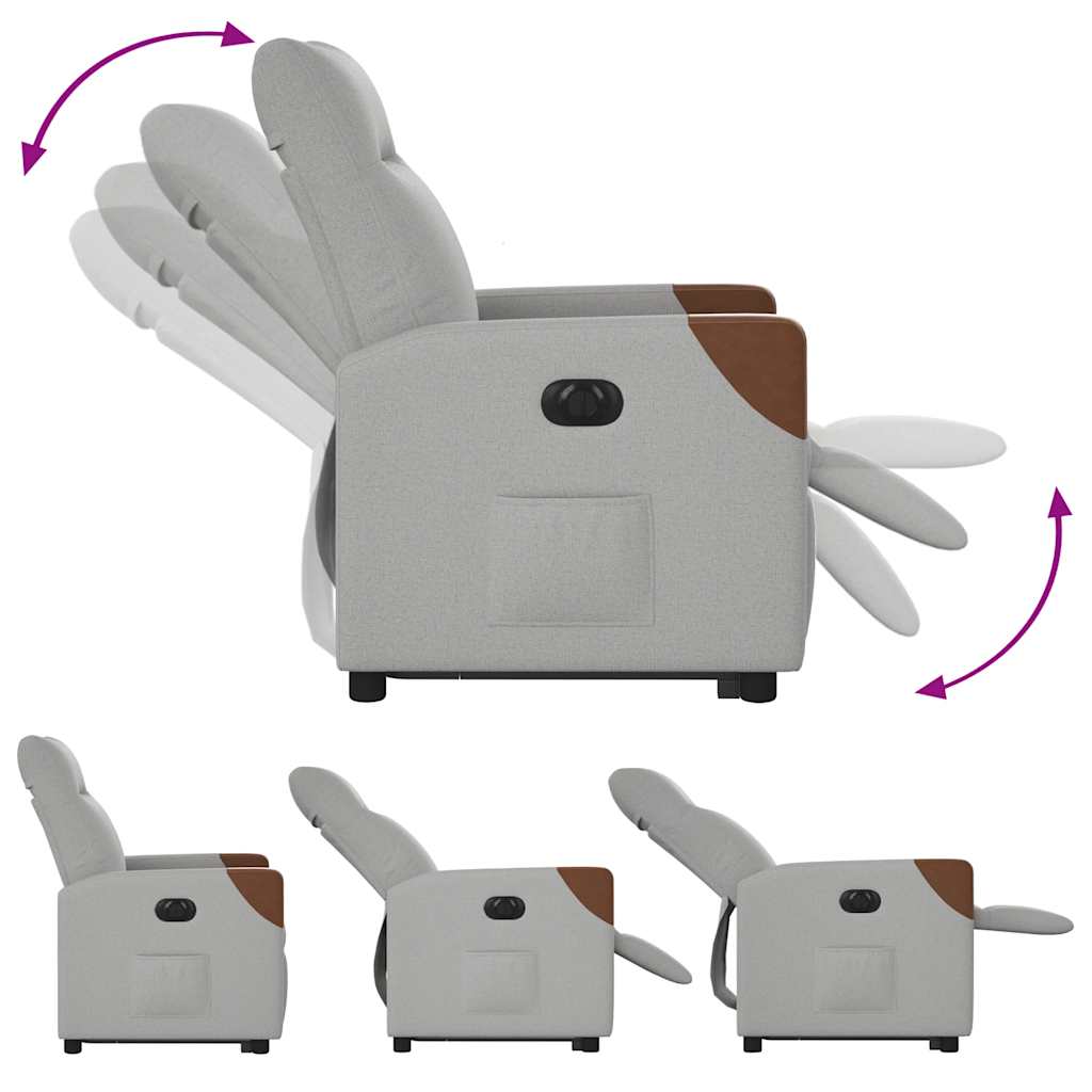Scaun reclinabil electric, țesătură gri nor GartenMobel Dekor