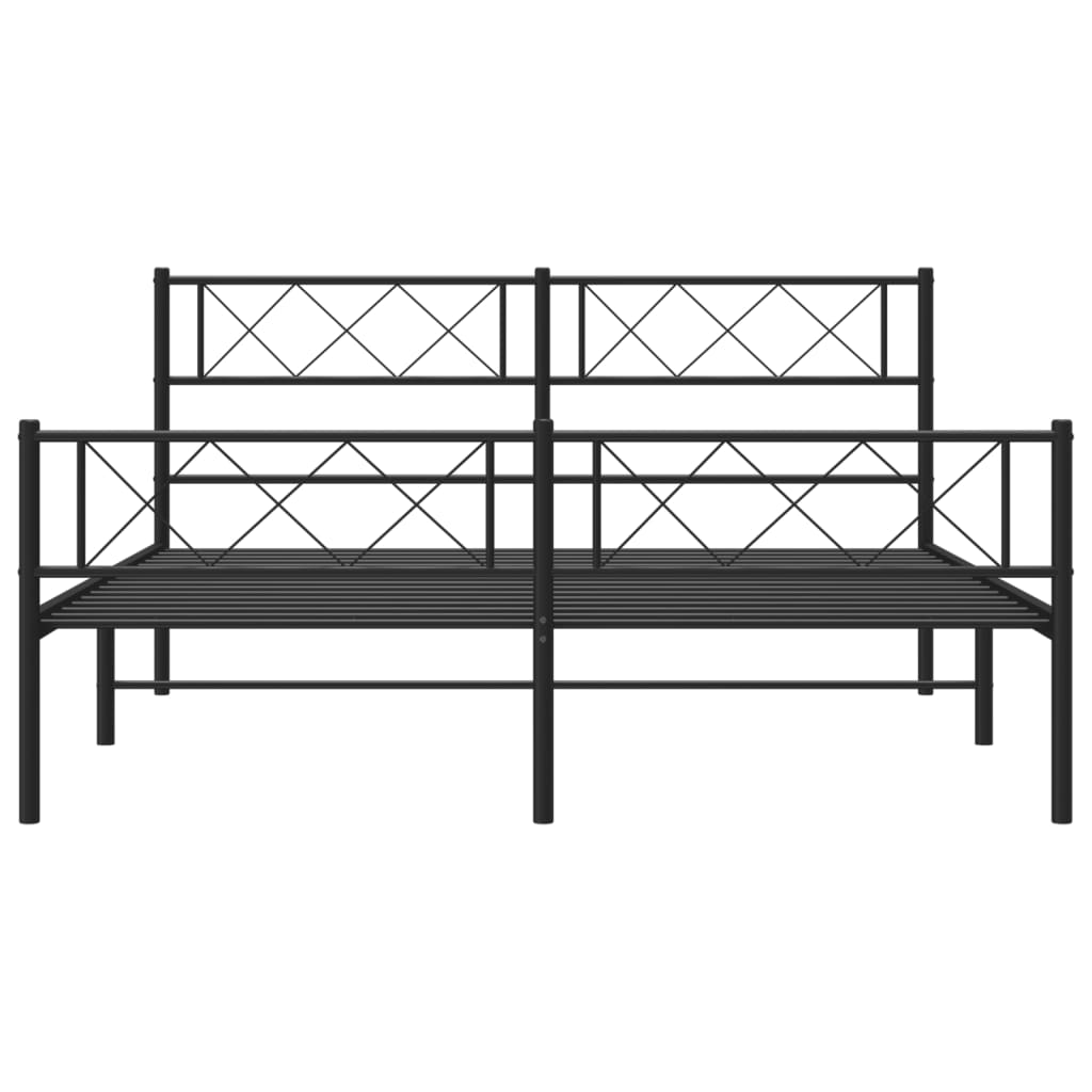 Cadru pat fără saltea, cu tăblie picioare negru 160x200cm metal GartenMobel Dekor