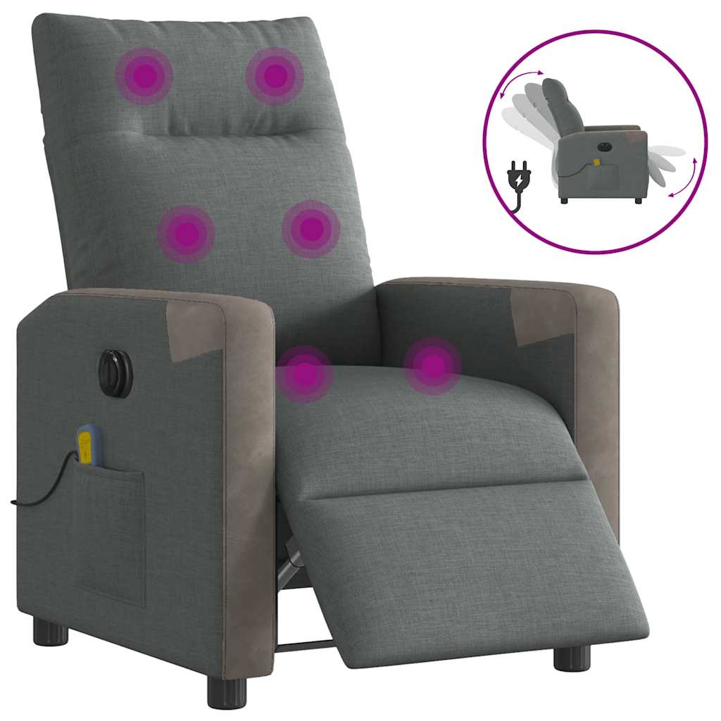 Fotoliu electric de masaj rabatabil, gri închis, textil GartenMobel Dekor