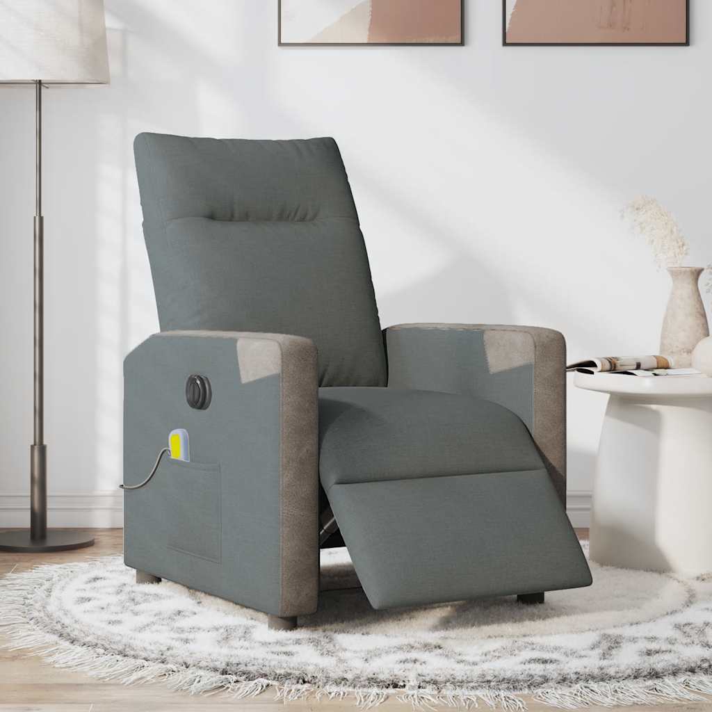 Fotoliu electric de masaj rabatabil, gri închis, textil GartenMobel Dekor