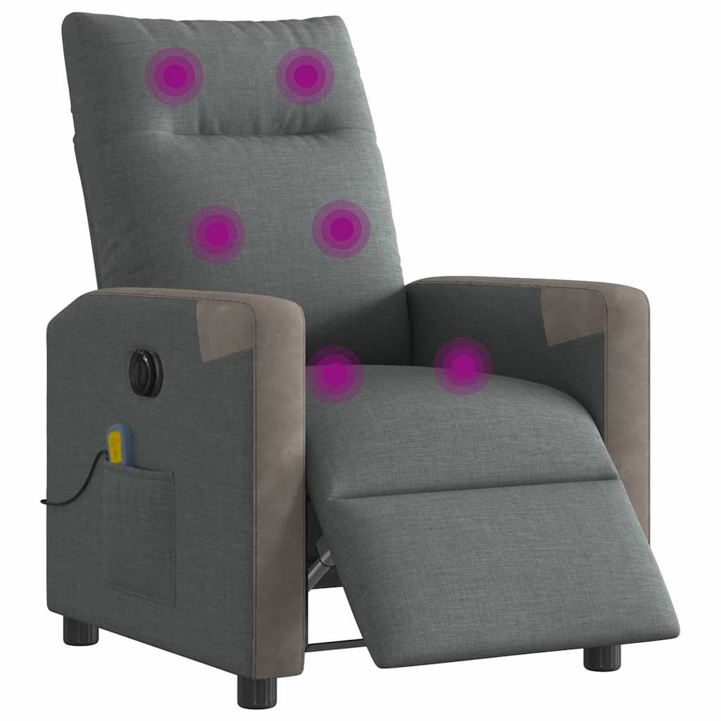 Fotoliu electric de masaj rabatabil, gri închis, textil GartenMobel Dekor