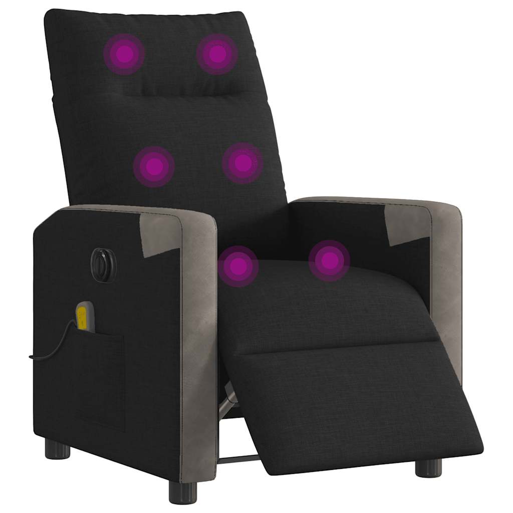 Fotoliu electric de masaj rabatabil, negru, textil GartenMobel Dekor