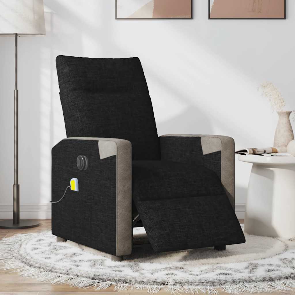 Fotoliu electric de masaj rabatabil, negru, textil GartenMobel Dekor