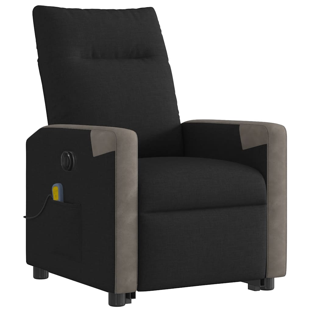 Fotoliu electric de masaj rabatabil cu ridicare, negru, textil GartenMobel Dekor