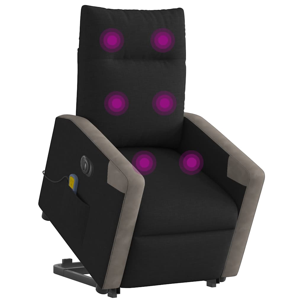 Fotoliu electric de masaj rabatabil cu ridicare, negru, textil GartenMobel Dekor