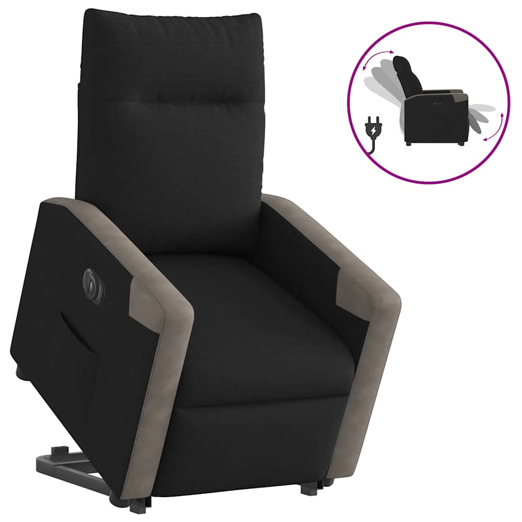 Fotoliu electric rabatabil cu ridicare, negru, textil GartenMobel Dekor