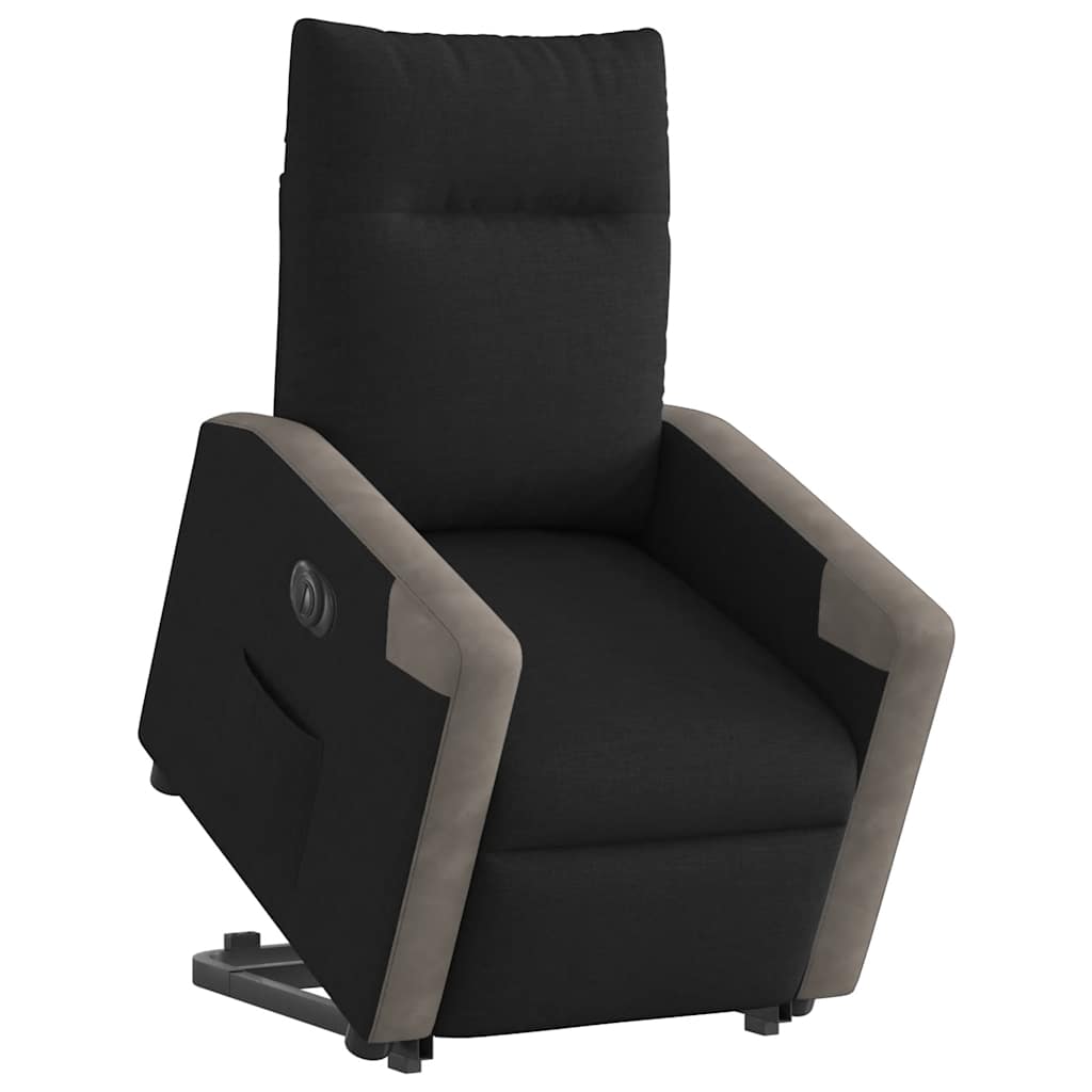 Fotoliu electric rabatabil cu ridicare, negru, textil GartenMobel Dekor