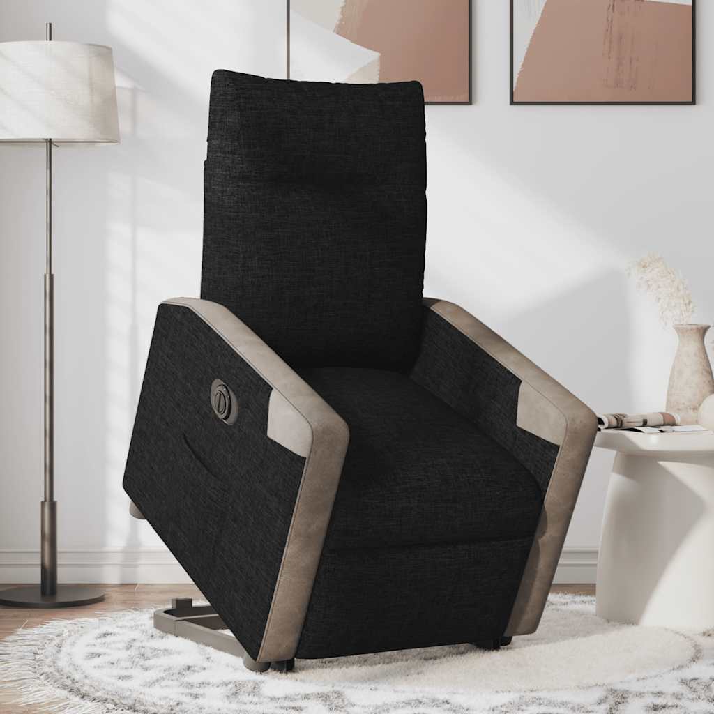Fotoliu electric rabatabil cu ridicare, negru, textil GartenMobel Dekor