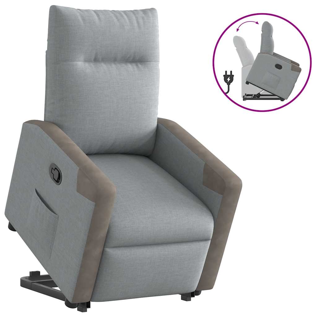 Fotoliu rabatabil cu ridicare, gri deschis, material textil GartenMobel Dekor