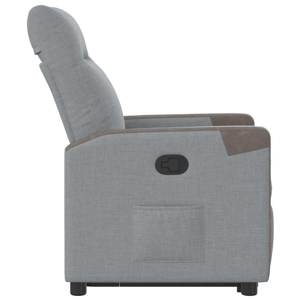 Fotoliu rabatabil cu ridicare, gri deschis, material textil GartenMobel Dekor